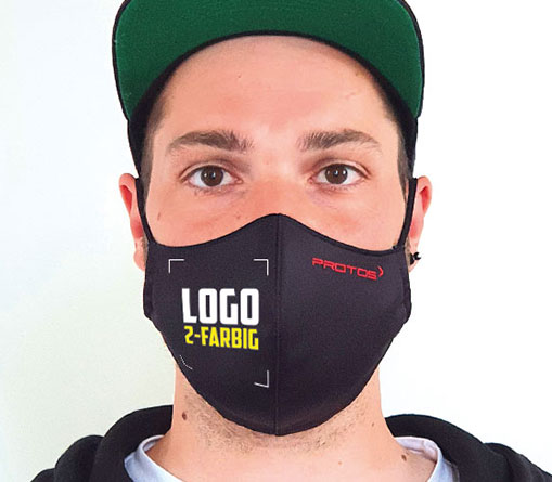 Hygiene-Wendemaske mit 2-farbigem Logo bedruckt